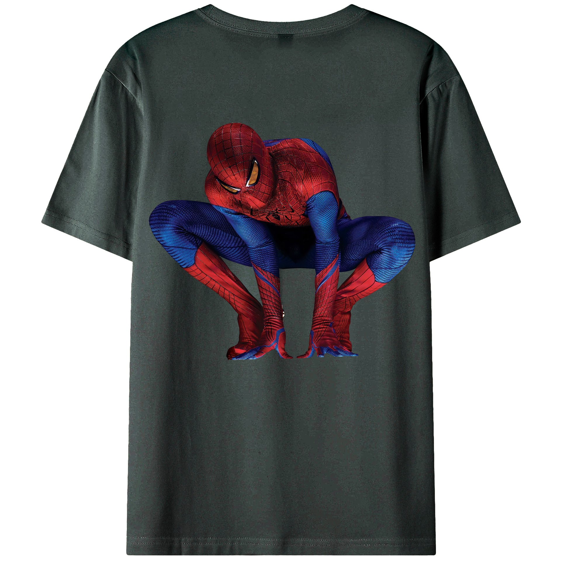（画像用） Spider Man スパイダーマン 綿100％ メンズ半袖Tシャツ（バックプリント） 通気性